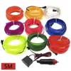Luz LED EL fría para coche de 5 m con borde, luz de ambiente para coche, barra de luz con clip, luz decorativa de ambiente de 5 m