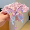 Acessório de Cabelo Infantil Borboleta com Franja Renda de Fada Scrunchie de Alto Valor para Coque ou Rabo de Cavalo de Meninas