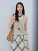 Nuevo Conjunto de Dos Piezas de Verano 26: Chaleco de Punto para Mujer, Mezcla de Lino y Seda, Diseñado para Usar en Capas y Crear un Look Adelgazante