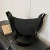 Bolsa de Dumpling Cor Sólida em Camadas Estilo Japonês 100% Algodão para Mulheres 2025 Nova Bolsa Transversal Leve de Ombro Único Bolsa de Axila em Lona