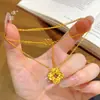 Collar de Flor de Cuatro Hojas Hueca Corte Hielo Triturado Oro Arena Mismo Estilo de la Tienda de Oro Puzuo Cadena Clavicular Brillante de Gama Alta Nicho para Mujer