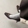 Tacones Altos de Diseñador Únicos con Cuero Genuino, Punta Cuadrada Estilo Francés, Hebilla Metálica, Patrón de Cuadros, Piel de Vaca, Boca Baja, Zapatos de Mujer de Moda