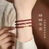 Pulseira Fenghe Cinnabar Dourada Roxa para Mulheres com Contas Xiaomi Pulseira do Ano do Zodíaco Vermelho Âmbar Três Círculos Empilhados