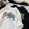 Camiseta de Manga Curta Masculina Verão Versátil Estilo Americano Vintage Marca Tendência Duffy Shuai High Street Solta Casual Camiseta de Meia Manga Top