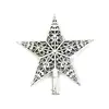 Nuevo adorno de estrella para la punta del árbol de Navidad calado transfronterizo, estrella de cinco puntas deslumbrante chapada en oro, decoración navideña, pequeño regalo de Navidad
