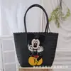 Celebridade da Internet Fofo Mickey Cesta de Legumes Bolsa de Palha Bolsa de Mão Feminina Férias Lazer Deslocamento Versátil Bolsa de Praia para Mulheres