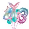 Traje de globos de sirena transfronterizo de 32 pulgadas, cielo estrellado de ensueño, degradado de estrellas, número, diseño para fiesta de cumpleaños infantil