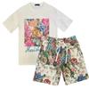Traje informal de verano de nueva moda para hombre, de estilo europeo, ligero, de lujo, personalizado, estampado, atractivo, de manga corta, para hombre.