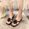 Dulces Flores 2025 Nuevo Estilo de Verano Hermosos Tacones Altos de Punta Abierta, Versátiles Tacones de Aguja para Mujeres para Usar con Faldas y Sandalias