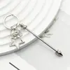 Chaveiro de metal galvanizado DIY com contas em formato de coração e pentagrama Pingente acessório para mochila e bagagem