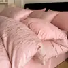 Conjunto de Luxo Leve de Alta Qualidade Jacquard Quatro Peças Algodão Lavado Algodão Puro Capa de Edredom Lençol de Cama Cor Sólida Roupa de Cama Simples Conjunto de Três Peças