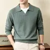 Suéter de Punto de Manga Larga para Hombre con Cuello de Gaviota, Suéter de Jacquard Suelto de Moda Estilo Coreano Tendencia, Nueva Camisa Básica Otoño/Invierno para Hombre