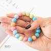 Pulseira DIY de Contas Artesanais de Semente de Bodhi Imitada Cor Gradiente Gelo-Transparente para Homens e Mulheres, Pulseira Camaleão Estilo Floresta com Corrente Pendente de Contas