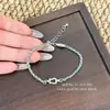 Pulsera de alta gama para primavera-verano, color verde menta, con hebilla de herradura, totalmente incrustada con diamantes, ultrafina, simple, con un estilo fresco y elegante, para niñas