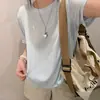 26 Verano Nuevo Estilo Camiseta de Manga Corta con Cuello Redondo y Copo de Nieve para Mujer Versátil Adelgazante Casual Estilo Coreano Top 8097