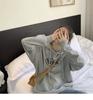 Sudadera Nueva Gris Otoño 2026 para Mujer, Estilo Coreano Holgado Estilo Bf Perezoso, Forrada de Polar y Engrosada, Moderna