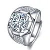 Anel Masculino Agressivo Mão Rápida Venda ao Vivo Diamante Completo 5 Quilates Abertura Clássico Combina com Tudo Anel de Diamante Brilhante