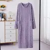 Camisola Acolchoada Roupa de Casa Roupão de Banho Lã Coral Camisola Pijama Quente Outono e Inverno Feminino Longo Manga Longa Solto