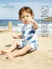 Maiô Bebê Verão Refrescante Proteção Solar Secagem Rápida Roupa de Banho Infantil Manga Curta Peça Única Moda Praia Roupa de Surf
