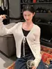 Traje Clásico de Hombre de Papel Cuello en V con Cordones Cardigan de Punto Adelgazante para Mujer Verano Ajustado Protector Solar Top Cubre