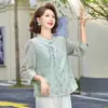 Nueva Ropa Femenina Noble Estilo Chino, Blusa de Gasa Primavera y Verano, Nuevo Modelo 2026, Atuendo de Verano para Madres de Mediana Edad y Mayores, Estilo Nacional