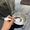 Tazón de Acero Inoxidable Estilo Coreano con Doble Asa para Snacks, Tazón para Vino de Arroz, Tazón para Ensalada, Tazón para Salsa de Hot Pot, Cesta para Papas Fritas y Frutas, Tazón Pequeño para Freír
