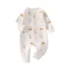 Ropa de una pieza de algodón puro para recién nacidos, ropa de dormir para primavera y otoño de cuatro estaciones para bebés, traje para salir y gatear, mameluco sin huesos para bebé