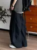 Pantalones casuales de hombre con textura plisada estilo retro japonés, nueva colección de otoño, de pierna ancha, corte recto holgado, color liso, hasta el suelo