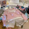 Camiseta de Manga Comprida para Meninas de Primavera e Outono Moda Bebê Infantil Marca Individual Tendência Doce Laço Falso Duas Peças Camiseta Base