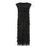 Vestido Plissado Transfronteiriço Nova Estação Europeia Moda de Alto Padrão Elegante Costura de Franja Sem Mangas Gola Redonda Vestido Justo