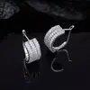 Pendientes de Clip en Forma de U con Zirconia de Colores de Lujo Ligero Europeo y Americano Chapados en Oro Cobre Pendientes Vintage de Nicho Joyería para Orejas de Gama Alta Venta al por Mayor