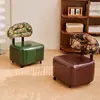 Taburete Bajo Giratorio Móvil para Sala de Estar con Ruedas, Silla con Respaldo, Taburete Sofá con Rueda Universal, Taburete Deslizante, Taburete de Madera Maciza para Cambiar Zapatos