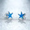 Brincos Cruzados Europeus e Americanos Moda Personalizada Ouro Rosa Opala Azul Estrela do Mar Feliz para Mulheres Joia de Orelha Exquisita Versátil