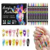 Pluma de Arte para Uñas Doble Punta Doble Color para Diseño de Uñas DIY Impermeable de Secado Rápido, Punteado y Delineado
