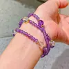 Pulsera de Múltiples Círculos con Diseño de Amatista Morada Clara Natural y Cristal Blanco de 4 mm