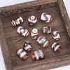 Ágata Natural Tres Ojos Dzi Cuentas Sueltas Genuinas Estilo Tíbet Rojo y Blanco Cuentas Barril DIY Colgante Pulsera Accesorios Cuentas