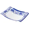 Kaibaiya porcelana de imitação formato especial criativo louça hotel restaurante prato frio prato pequeno comercial melamina azul e branco prato de lanche