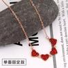 Fábrica Variedade Direta Quatro folhas Trevo Colar Love Fold Pingente Rosa Ouro Clavícula Cadeia Diamante Vermelho Completo Colar
