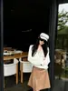 Suéter de Punto de Lana con Cuello en V Estilo Old Money para Mujer, Principios de Otoño, Mangas Anchas, Hombros Caídos, Corte Holgado, Casual y Elegante