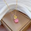 [acero de titanio] manzana auspiciosa ópalo diamante manzana diamante Navidad plano un noche plano un collar de fruta