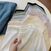 Verano Nuevo Multicolor Cuello Redondo Simple Lujo Algodón Coreano Hombro Manga Corta T Suelto Casual Moda Combinable Top