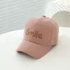 Ins Sombrero de Otoño Invierno Gorra Plana para Niños Letra SMILE Pana Hip Hop Gorra de Béisbol para Estudiante de Primaria Comercio Exterior