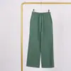 Calça Longa Feminina Lulu de Cintura Alta Solta Emagrecedora para Yoga Esportes Fitness com Sensação de Pele e Cordão