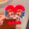 Anillo para el pelo de Año Nuevo para niños, diadema, cuerda de pelo festiva de felpa roja antigua para niña, cabeza de bola de niña, accesorios para el pelo de Año Nuevo