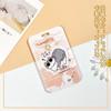 Estuche para tarjetas con diseño de gatito, translúcido, con dibujos animados, protector de ABS para tarjetas de comida y estudiantes.