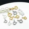 Colgante de Oro Real de 18K Chapado en Oro Blanco Color Plata Grueso que Conserva el Color Hebilla de Resorte Colgante DIY Pulsera Collar Accesorios de Joyería