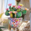 Decoración de Cactus en Maceta Transfronteriza Colgante de Ventana Acrílico Colorido Atrapasoles Decoración para el Hogar en Interiores y Exteriores Decoración de Jardín