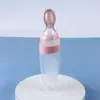 Cuchara de silicona para pasta de arroz para bebé, biberón para jugo de fruta, cuchara de alimentación exprimible, alimentador auxiliar de medicamentos para bebé