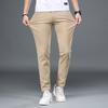 Pantalones casuales de nuevo estilo 2024 para hombre, elásticos, finos, de cintura media, de color liso, para jóvenes, de algodón puro, ajustados y rectos, para otoño