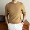 2026 Nuevo Suéter de Punto de Color Sólido para Hombre Joven de Otoño Invierno, Capa Base de Punto Ajustado, Ropa para Hombre al por Mayor